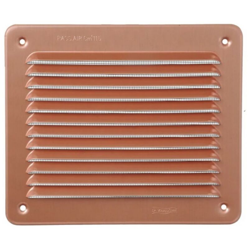 foto del prodotto griglia di ventilazione rettangolare in metallo da sovrapporre con rete 193x165 mm alluminio ramato first
