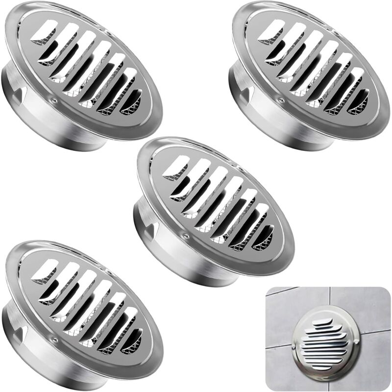 foto del prodotto griglia di ventilazione rotonda da 4 pezzi, griglia di ventilazione in acciaio inossidabile da 100 mm, griglia di ventilazione rotonda con rete