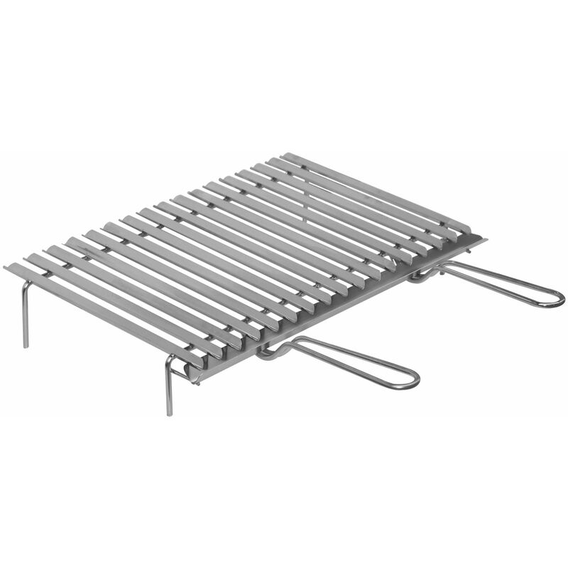 foto del prodotto griglia graticola professionale in acciaio inox con raccolta liquidi 50x35xh10 cm.