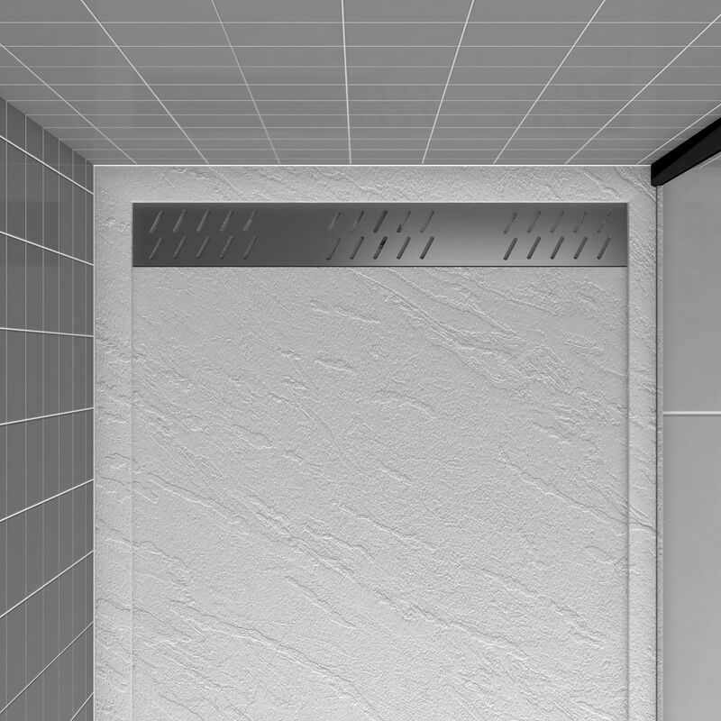 foto del prodotto griglia in alluminio lineare finitura gun metal per piatti doccia 69.5x11x0.2cm grid line gun metal