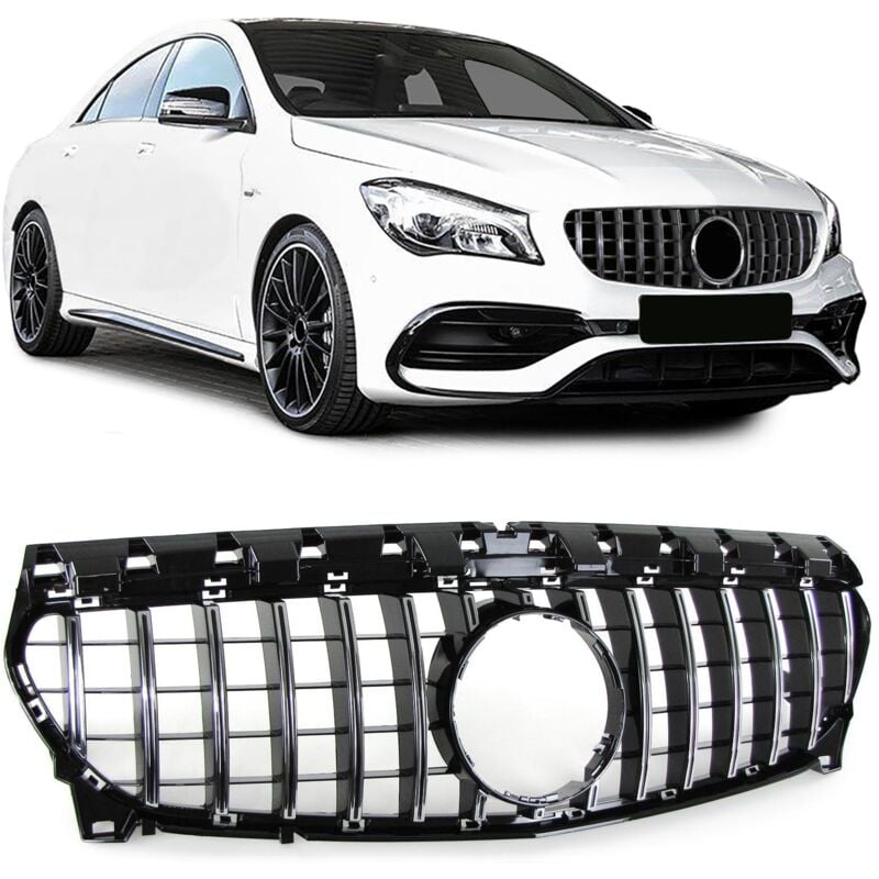foto del prodotto griglia per auto mercedes cla c117 w117 16 19 griglia sportiva nero lucido cromato