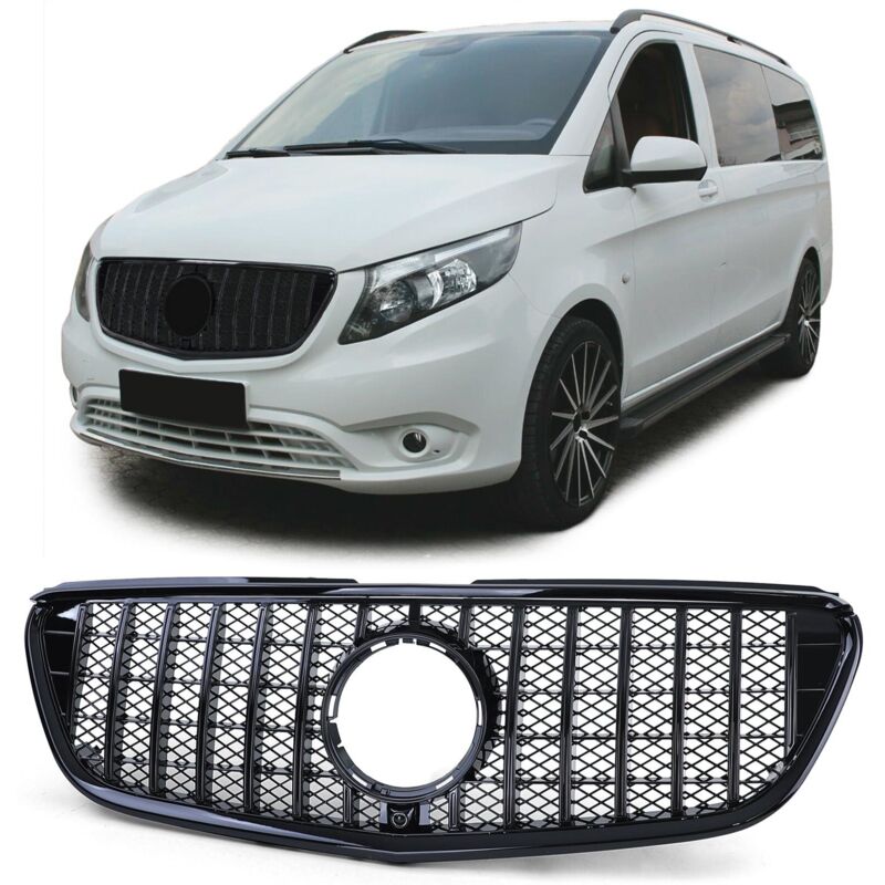 foto del prodotto griglia per auto mercedes vito w447 14 19 nera lucida aspetto sportivo