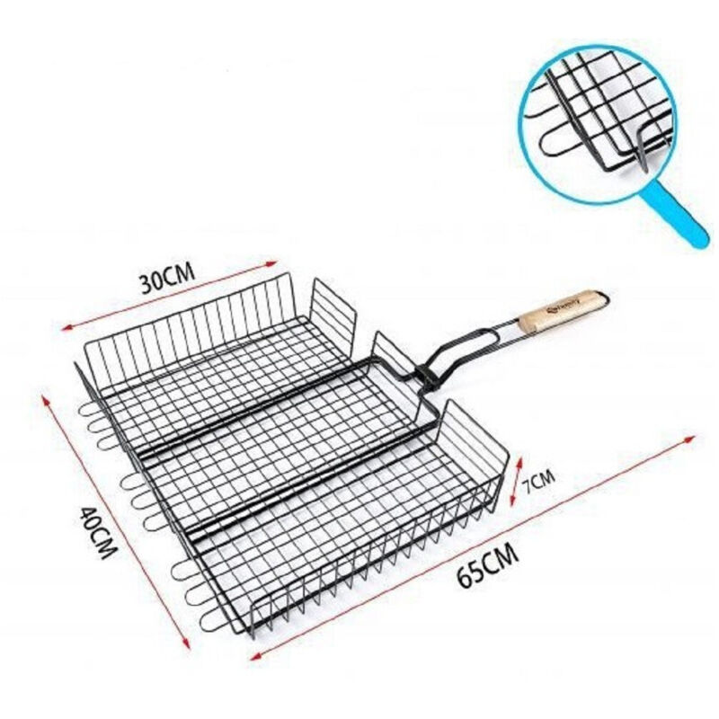 foto del prodotto griglia per barbecue 65 x 40 x 30 x h7cm per braciata carne pesce verdure 802051 trade shop traesio