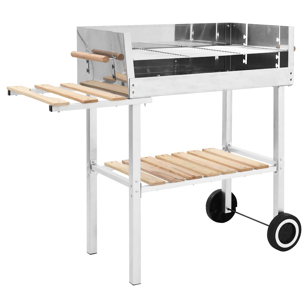 foto del prodotto griglia per barbecue a carrello xxl acciaio inox con 2 ripiani