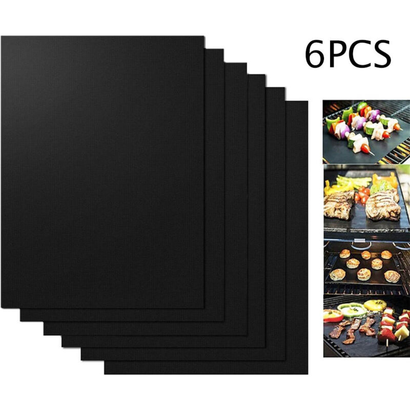 foto del prodotto griglia per barbecue, set di 6 tappetini per barbecue in teflon antiaderenti riutilizzabili, adatti per forno a gas, carbone e griglia elettrica 40