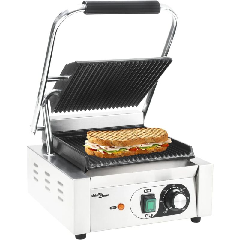 foto del prodotto griglia per panini scanalata in acciaio inox 1800w 31x30,5x20cm vidaxl