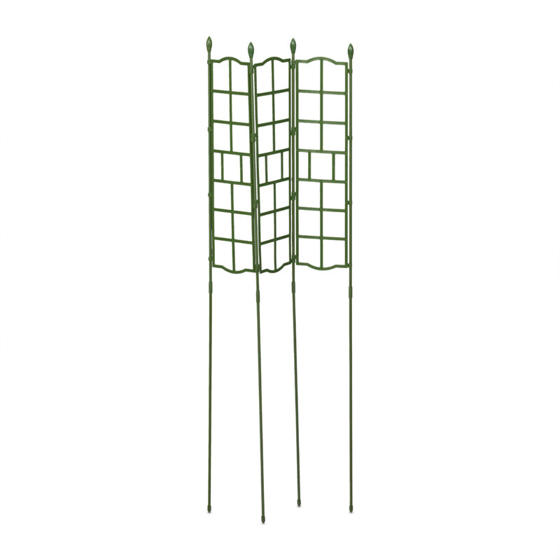 foto del prodotto griglia per rampicanti, set da 3 pannelli da piantare per piante, 124 x 14,5 cm, traliccio giardinaggio, verde relaxdays