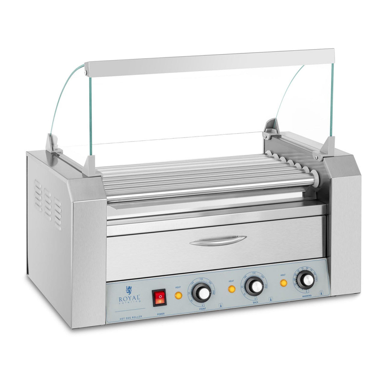 foto del prodotto griglia per salsicce 7 rulli 12 salsicce cassetto scaldavivande 1.765 watt acciaio inox 14 0001920
