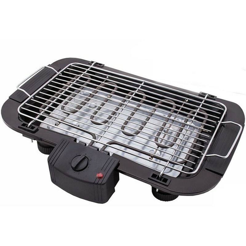 foto del prodotto griglia piastra bistecchiera barbecue elettrico con vassoio raccogli grasso 2000w altezza e temperatura regolabile 39x22cm