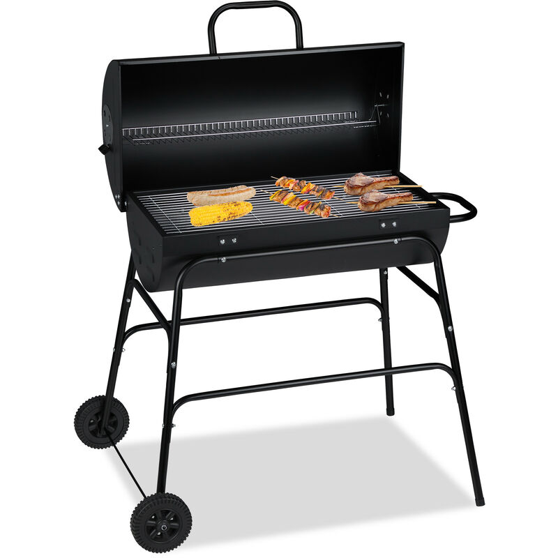 foto del prodotto griglia portatile xxl, instant barbecue con coperchio, aerazione regolabile, stabile,hlp 96,5x103x64,5 cm,nero relaxdays