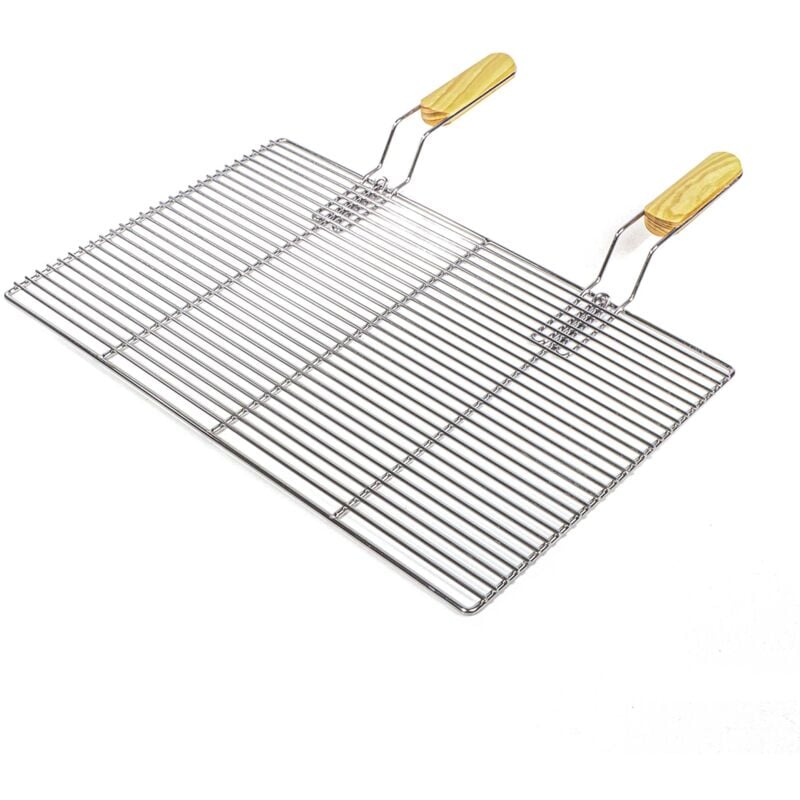 foto del prodotto griglia rettangolare per bbq 54x34 cm in acciaio inox con manici per grill a gas, a sfera ecc