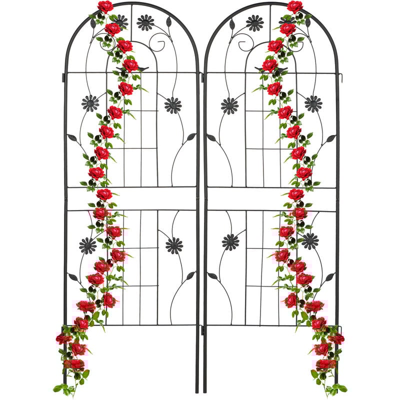 foto del prodotto grigliati per rampicanti, set da 2, hxl 150 x 50 cm, supporti in metallo per piante, tralicci a incastro, nero relaxdays