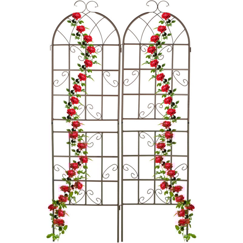 foto del prodotto grigliati per rampicanti, set da 2, hxl 179x52 cm, supporti in metallo per piante tralicci a incastro, marrone relaxdays