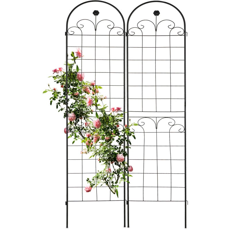 foto del prodotto grigliati per rampicanti, set da 2, hxl 180 x 50 cm, supporti in metallo per piante, tralicci a incastro, nero relaxdays