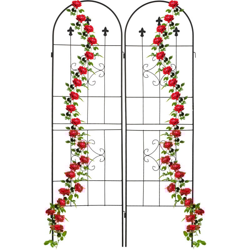foto del prodotto grigliati per rampicanti, set da 2, hxl 180 x 50 cm, supporti in metallo per piante, tralicci a incastro, nero relaxdays