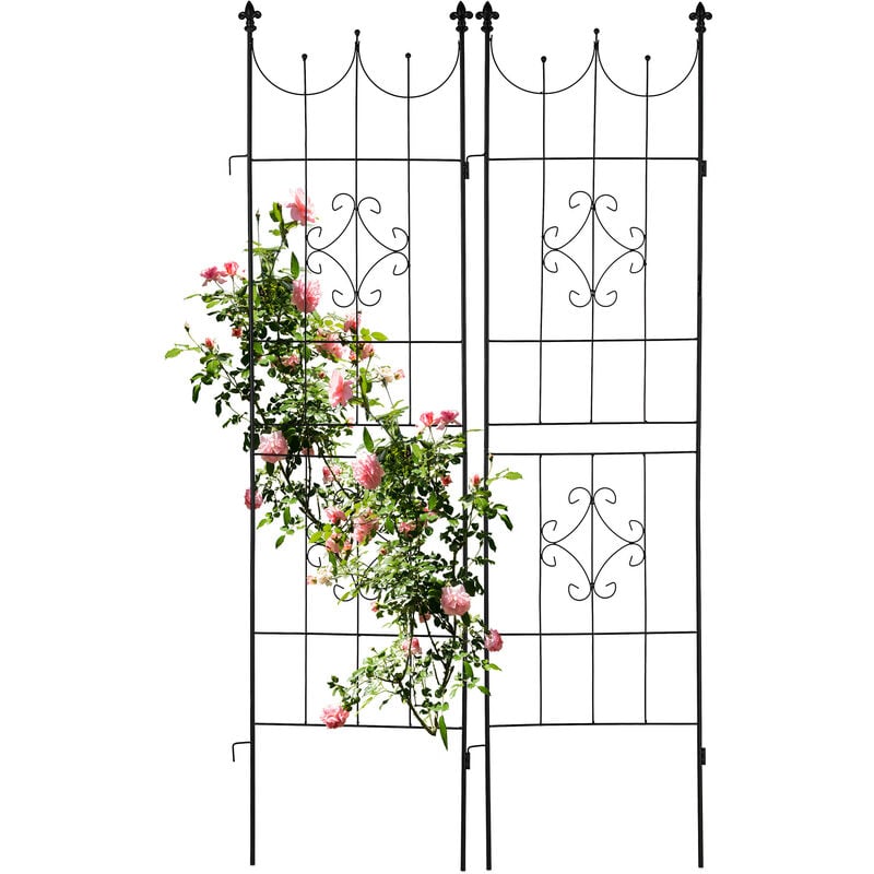 foto del prodotto grigliati per rampicanti, set da 2, hxl 180 x 50 cm, supporti in metallo per piante tralicci a incastro, verde relaxdays