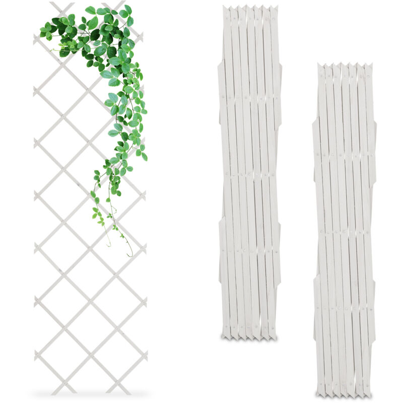 foto del prodotto grigliato in legno per rampicanti, 180x60 cm, set 3 tralicci allungabili piante da giardino e balcone, bianco relaxdays