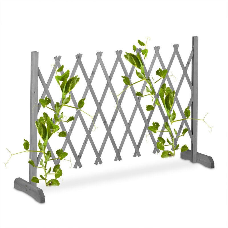 foto del prodotto grigliato in legno per rampicanti, allungabile 185 cm, graticolato per piante, per giardino, balcone, grigio relaxdays