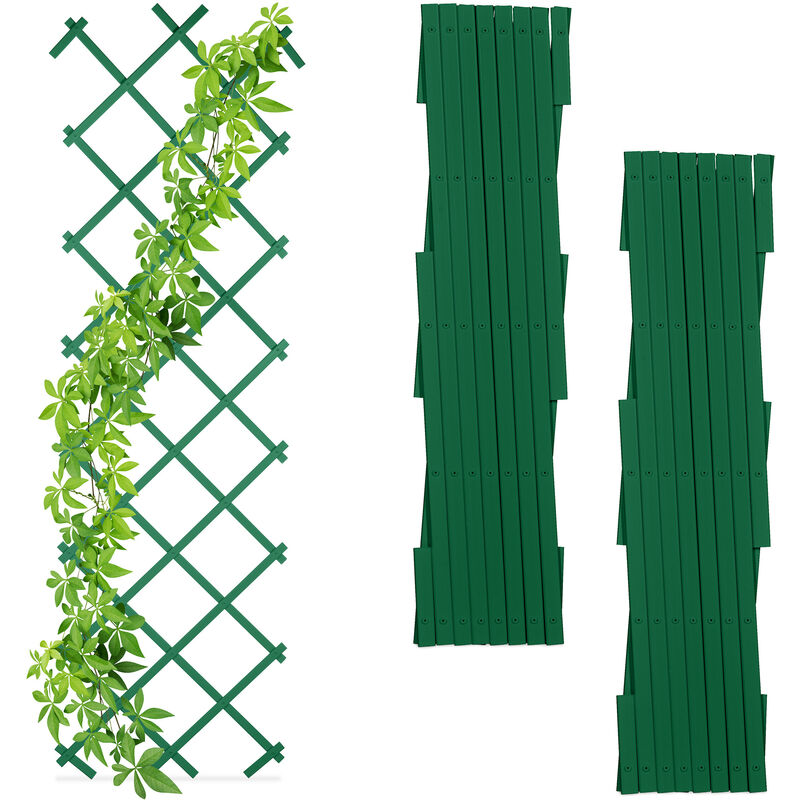foto del prodotto grigliato per rampicanti, set da 3, allungabile 180 cm, graticolato per piante, per giardino, plastica, verde relaxdays