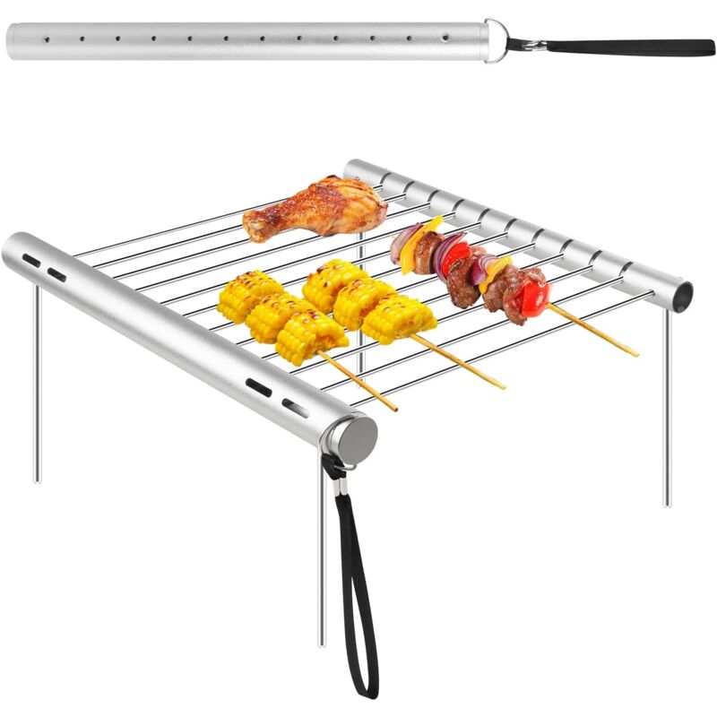 foto del prodotto griglie per barbecue portatili, griglia per barbecue a carbone, griglia pieghevole in acciaio inossidabile, mini griglia da campeggio portatile per