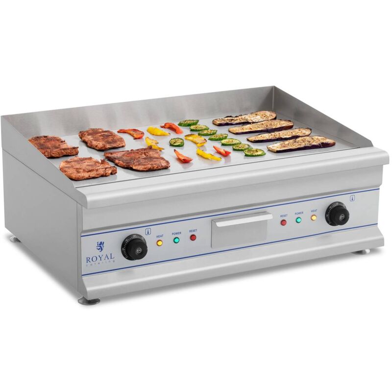 foto del prodotto grill elettrico liscio piastra inox 230v due zone termiche fry top barbecue 75cm