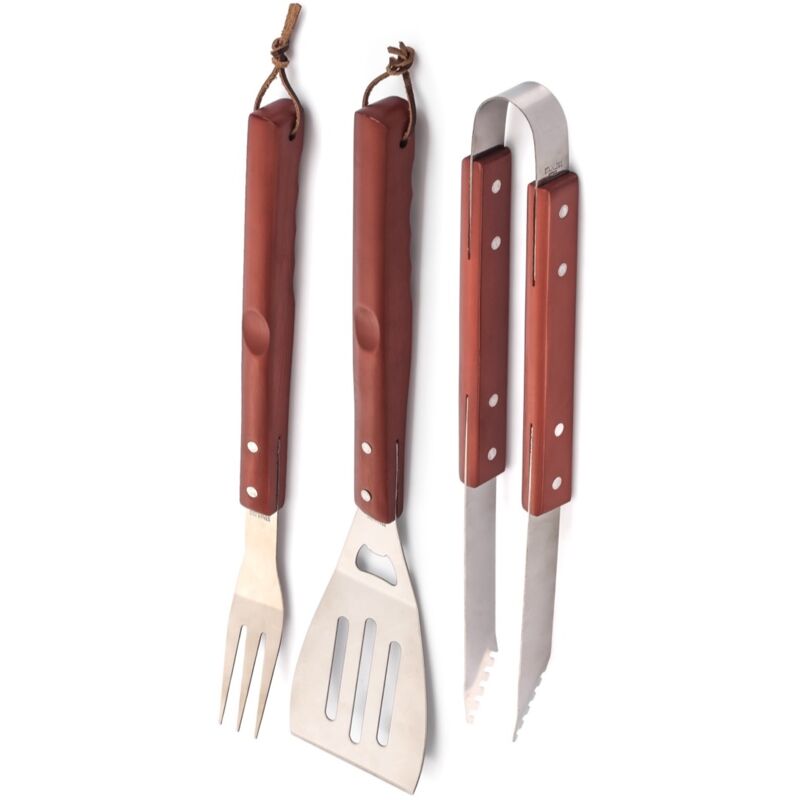 foto del prodotto grill set da 3 utensili per barbecue con manico in legno 44 cm okks maury s