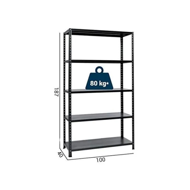 foto del prodotto grima scaffale 5 ripiani 100x40x185 portata 80kg a ripiano grigio