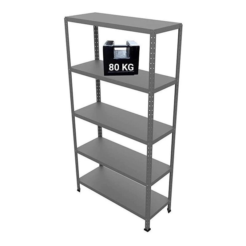 foto del prodotto grima scaffale in metallo ettore grigio a bullone con 5 piani, 100x40x187 cm portata 80 kg