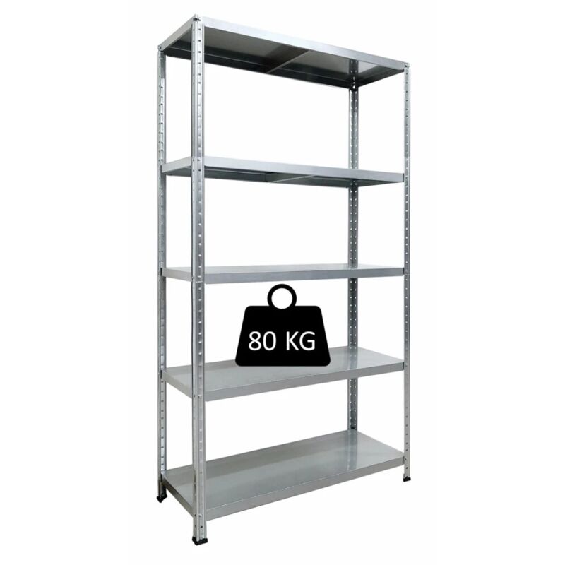 foto del prodotto grima scaffale in metallo ettore zincato a bullone con 5 piani, 100x40x187 cm portata 400 kg