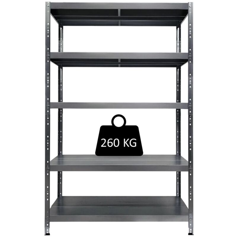 foto del prodotto grima scaffale in metallo maciste 5 ripiani con sistema ad incastro e portata 1300 kg, 100x40x195 cm