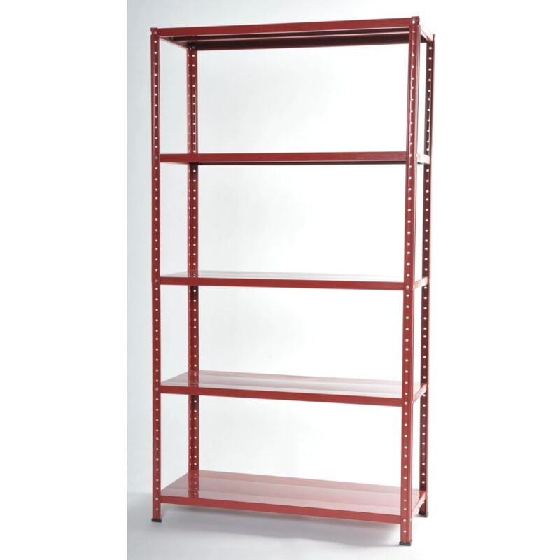 foto del prodotto grima scaffale in metallo rosso in kit con 5 ripiani, 100x40x185 cm