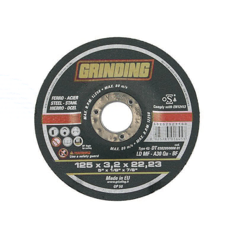 foto del prodotto grinding dischi da taglio e da sgrosso centro depresso per ferro mm.115 mm.115x4,8 foro 22,2 da sgrosso per ferro