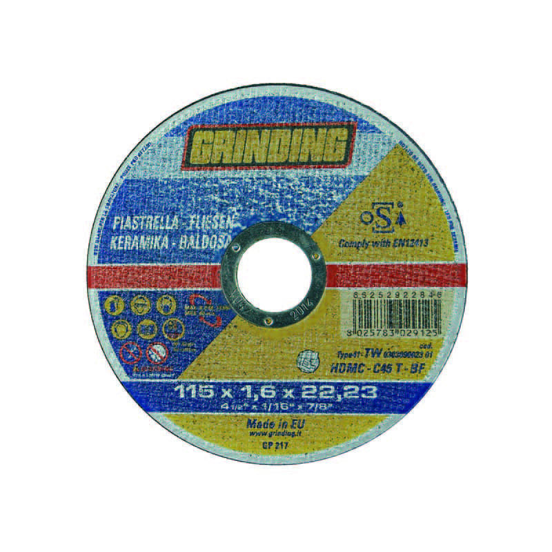 foto del prodotto grinding dischi da taglio sottile centro piano per piastrelle mm.115 mm.115x1,6 foro 22,2 da taglio per piastrelle