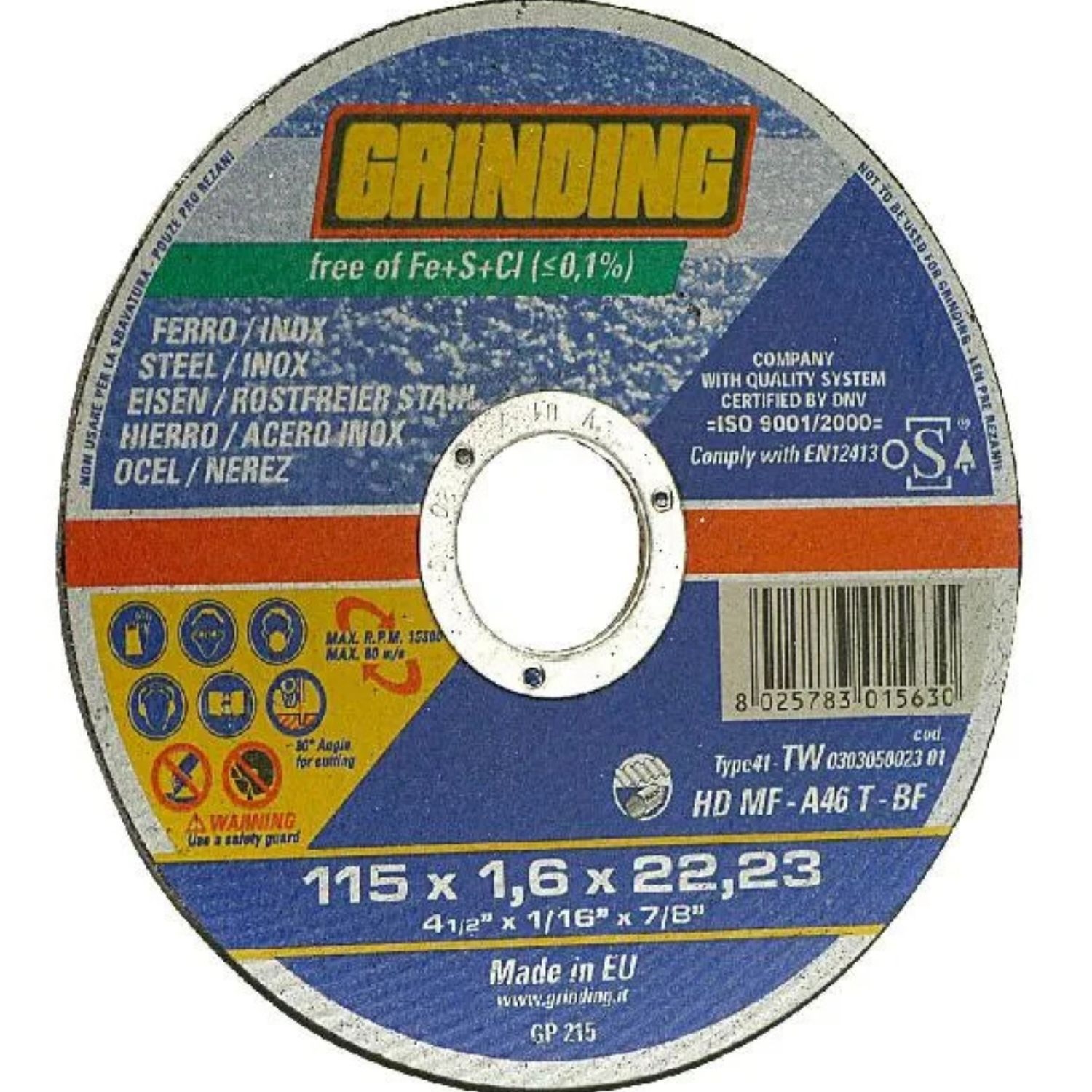 foto del prodotto grinding minidisco piano per ferro d.115x1,6