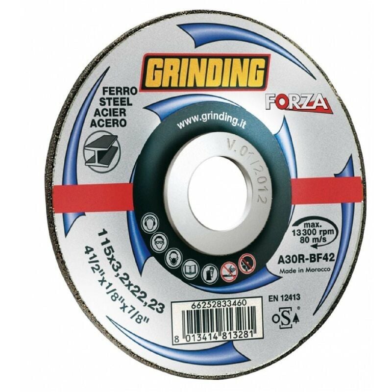 foto del prodotto grinding - mola abrasiva a centro depresso per sbavatura di metalli ferrosi e lamiere con spessore 6 mm -ø 125 x 6 mm