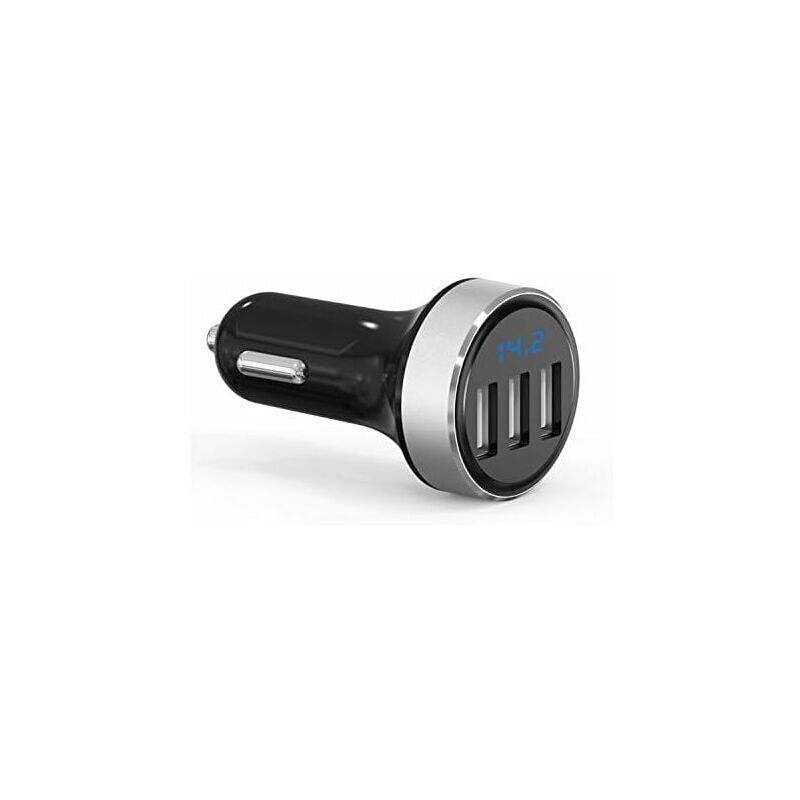 foto del prodotto grk nuovo mini caricabatteria per auto 3 porte usb ismart qc 3.0 5v 4.8a funzione voltmetro con display led del livello della batteria