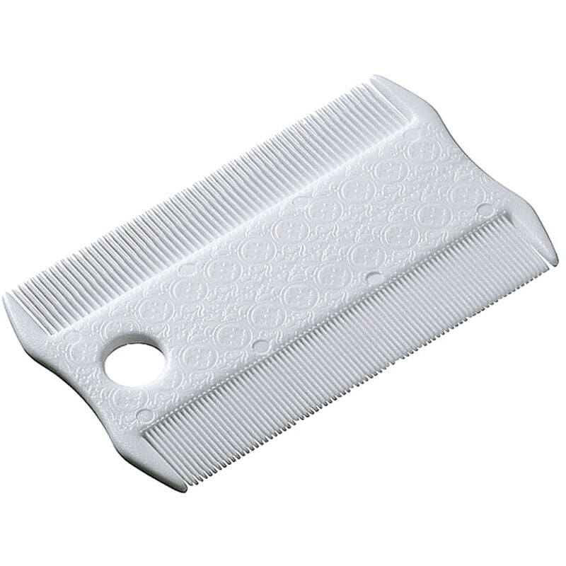foto del prodotto gro 5836 pettine antipulci doppio per cani e gatti con pelo corto e medio. variante gro 5836 misure 8.5 x 5.2 x h 0.3 cm ferplast