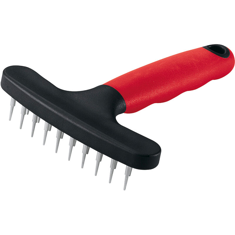 foto del prodotto gro 5852 pettine a rastrello a doppia fila fitta di denti per cani dal pelo medio e lungo. variante gro 5852 misure 11 x h 15.5 cm ferplast