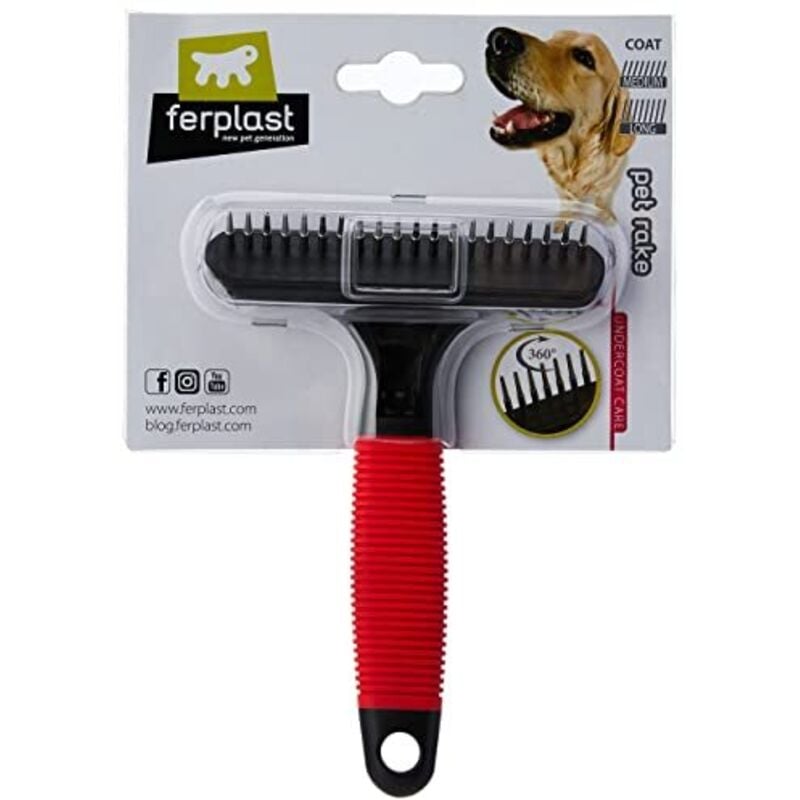 foto del prodotto gro 5872 pettine a rastrello con denti rotanti per cani dal pelo medio e lungo. variante gro 5872 - misure 15.5 x 11 x h 3.3 cm - - ferplast