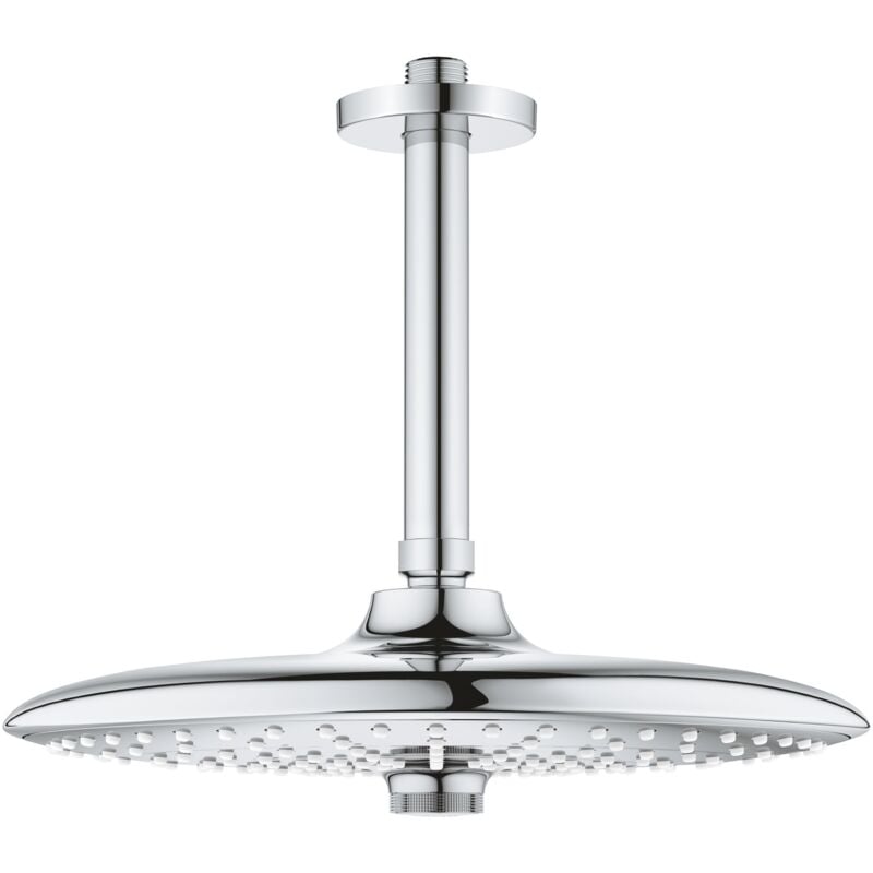 foto del prodotto grohe 26461000 soffione con braccio a soffitto, tondo, ecojoy euphoria, cromo, 260 mm