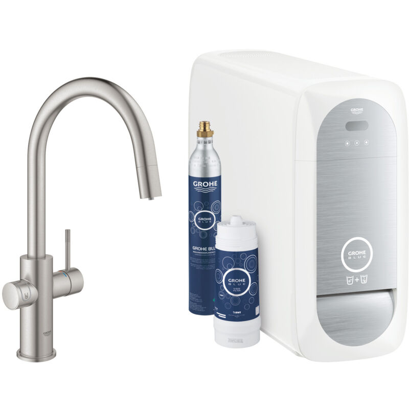 foto del prodotto grohe blue home starter kit c miscelatore con bocca in acciaio inox 31541dc0 