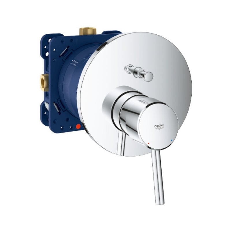 foto del prodotto grohe concetto miscelatore meccanico incasso 2 uscite con deviatore corpo base, cromo 24054 set 