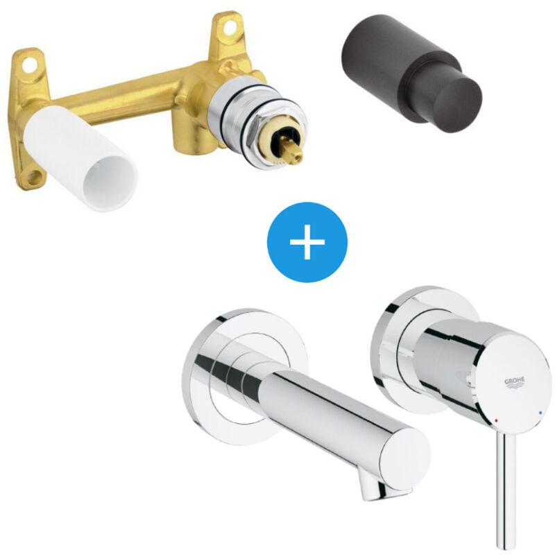 foto del prodotto grohe concetto set miscelatore monocomando 2 fori per lavabo a parete cromo misura s corpo incasso 19575001 set 