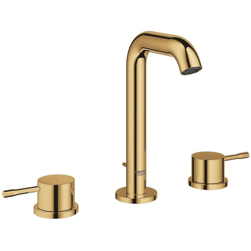 foto del prodotto grohe essence miscelatore da lavabo con set di scarico, montaggio a 3 fori, cool sunrise 20296gl1