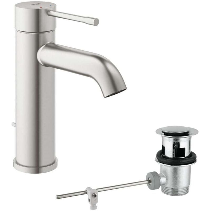 foto del prodotto grohe essence miscelatore monocomando per lavabo con sistema di scarico, supersteel 23589dc1