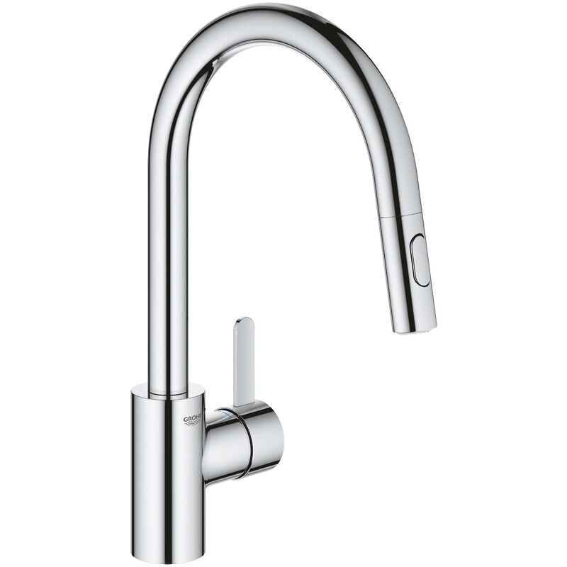 foto del prodotto grohe eurosmart cosmopolitan, miscelatore cucina monocomando con doccetta estraibile a 2 getti, collo d oca, cromato 31481001 