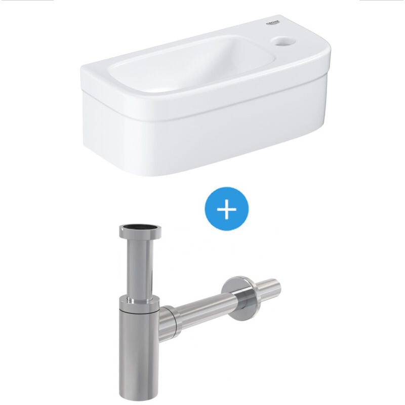 foto del prodotto grohe lavamano in ceramica euro 370 x 180 mm sifone in metallo alca chrome 39327000 set 