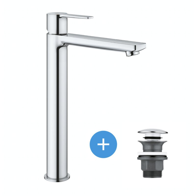 foto del prodotto grohe lineare set xl miscelatore monocomando per lavabo rubinetto clic clac per lavabo con troppopieno 23405001 clicclac 