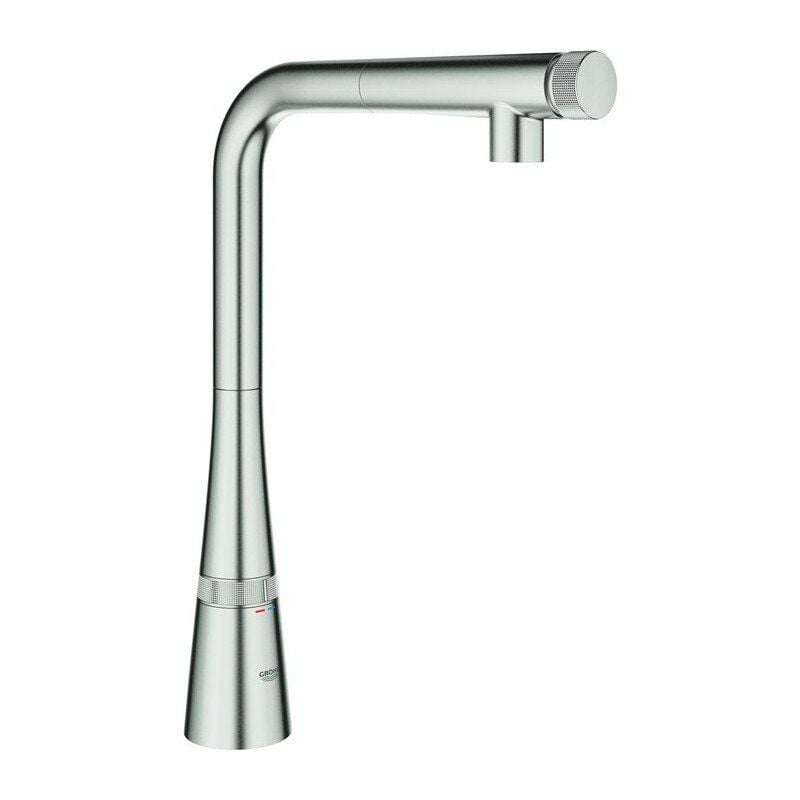 foto del prodotto grohe miscelatore lavello zedra smart control 31593 l allungabile. doccia di risciacquo in acciaio