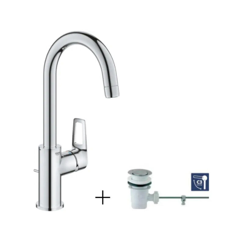 foto del prodotto grohe miscelatore monocomando new bauloop per lavabo, bocca alta l con scarico pop up